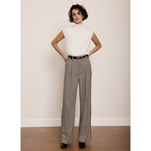 Mint Velvet Neutral Check Side Stripe Trousers